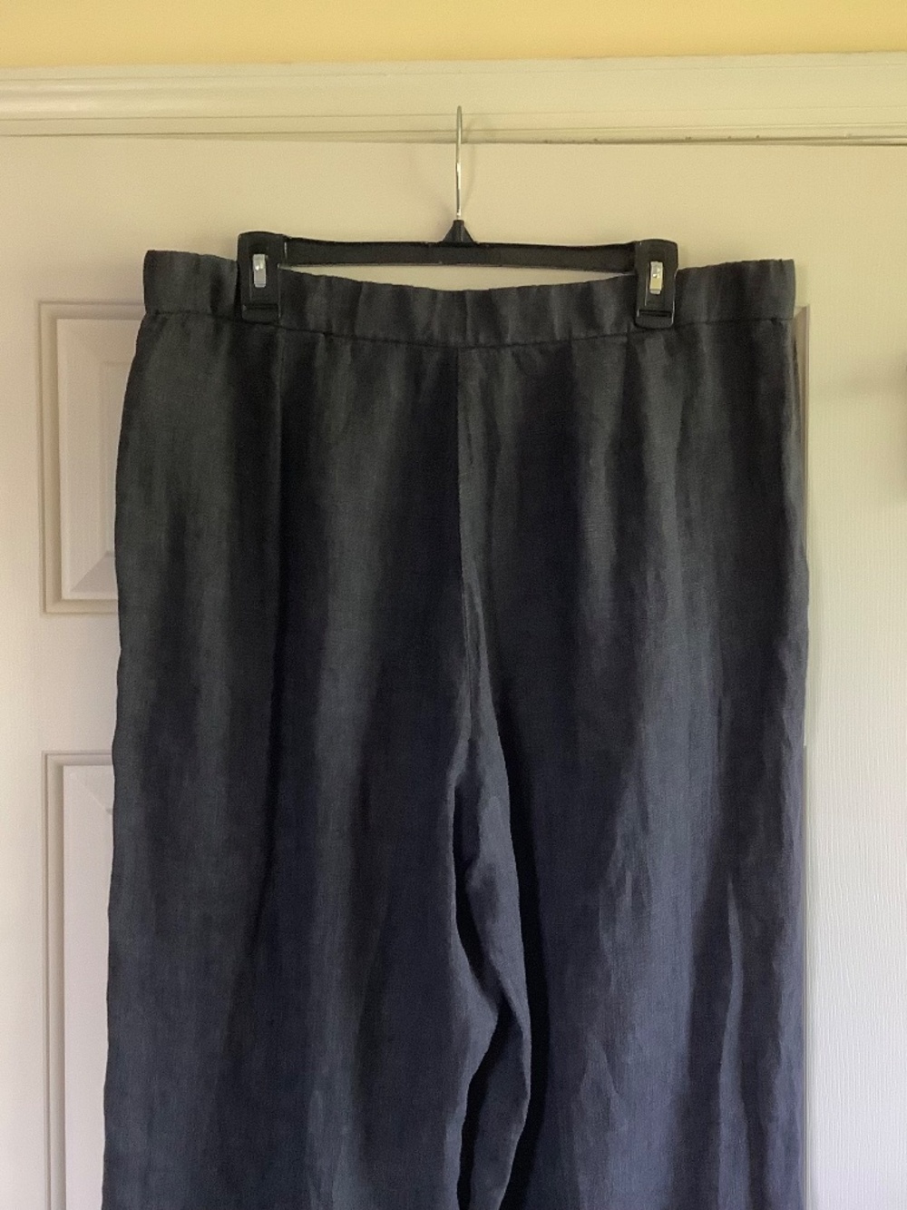 EILEEN FISHER Washed Organic Linen Délavé Trouser Pant Graphite SZ L - Picture 10 of 16